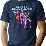 Huntrix Heroic Poses Group - Kpop Demon Hunters T-Shirt for Men & Women, T-Shirts Graphic Tee - Navy