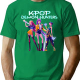 Huntrix Heroic Poses Group - Kpop Demon Hunters T-Shirt for Men & Women, T-Shirts Graphic Tee - Green