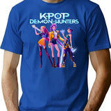 Huntrix Heroic Poses Group - Kpop Demon Hunters T-Shirt for Men & Women, T-Shirts Graphic Tee - Blue