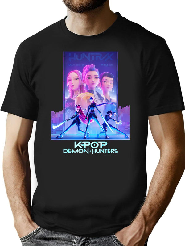 Huntrix Kpop Demon Hunters Poster Design T-Shirt for Men & Women, T-Shirts Graphic Tee - Black