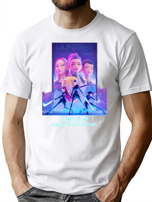 Huntrix Kpop Demon Hunters Poster Design T-Shirt for Men & Women, T-Shirts Graphic Tee - White