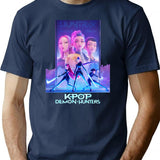 Huntrix Kpop Demon Hunters Poster Design T-Shirt for Men & Women, T-Shirts Graphic Tee - Navy