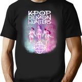 Huntrx Kpop Demon Hunter T-Shirt for Men & Women, T-Shirts Graphic Tee - Black