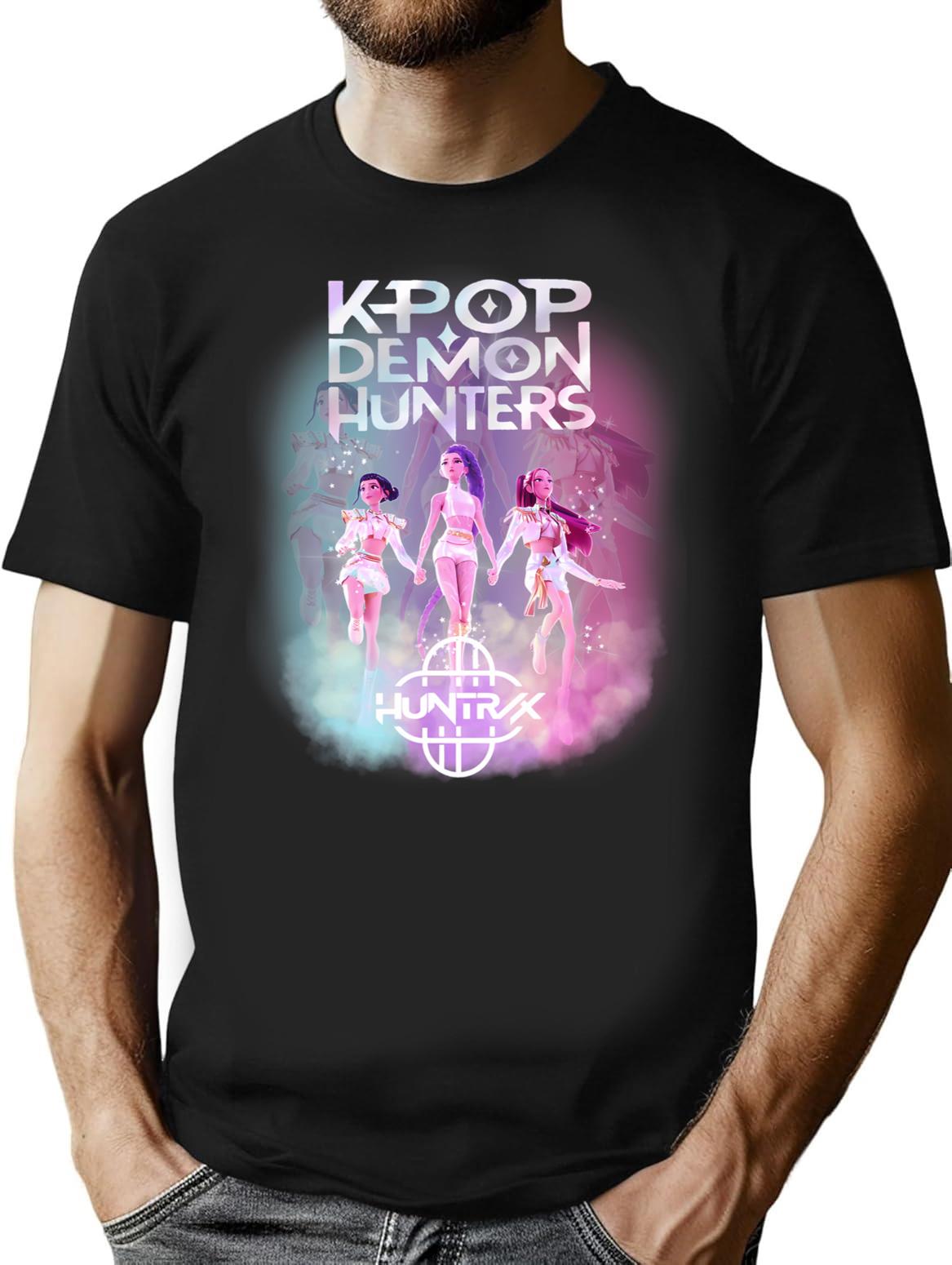 Huntrx Kpop Demon Hunter T-Shirt for Men & Women, T-Shirts Graphic Tee - Black
