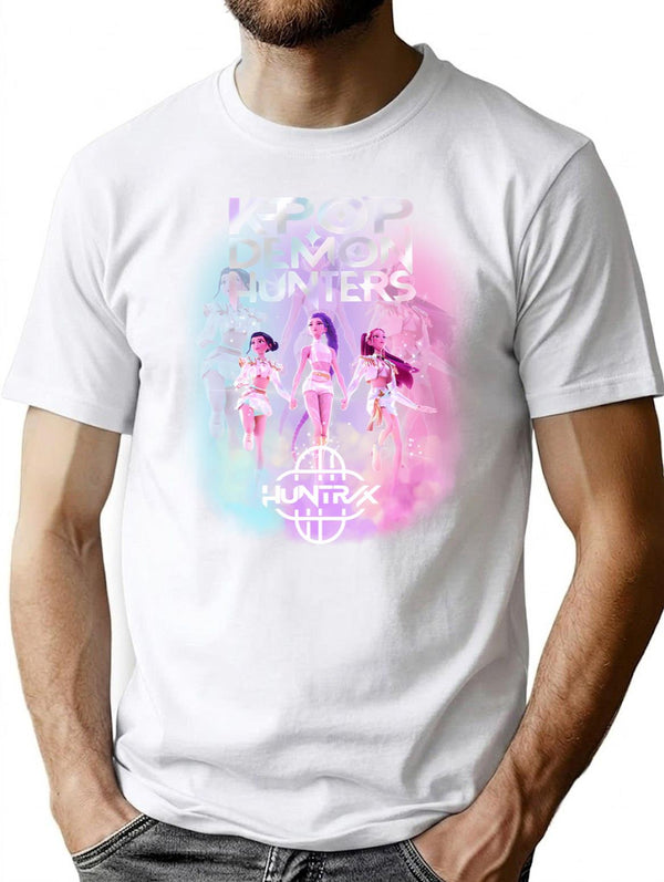 Huntrx Kpop Demon Hunter T-Shirt for Men & Women, T-Shirts Graphic Tee - White