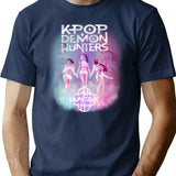 Huntrx Kpop Demon Hunter T-Shirt for Men & Women, T-Shirts Graphic Tee - Navy