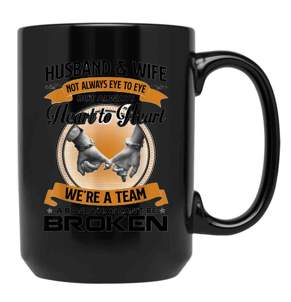 Husband And Wife Not Always Eye To Eye But Heart To Heart Black Coffee Mug, Gift Coffee Mug - Black