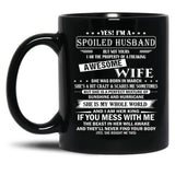 Husband Birthday March Black Coffee Mug, Gift Coffee Mug