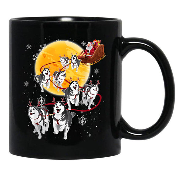 Husky Christmas Black Coffee Mug, Gift Coffee Mug - Black