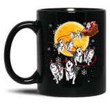 Husky Christmas Black Coffee Mug, Gift Coffee Mug