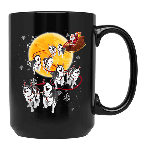 Husky Christmas Black Gift Coffee Mug - Black