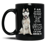 Husky Dog Lover Black Coffee Mug, Gift Coffee Mug