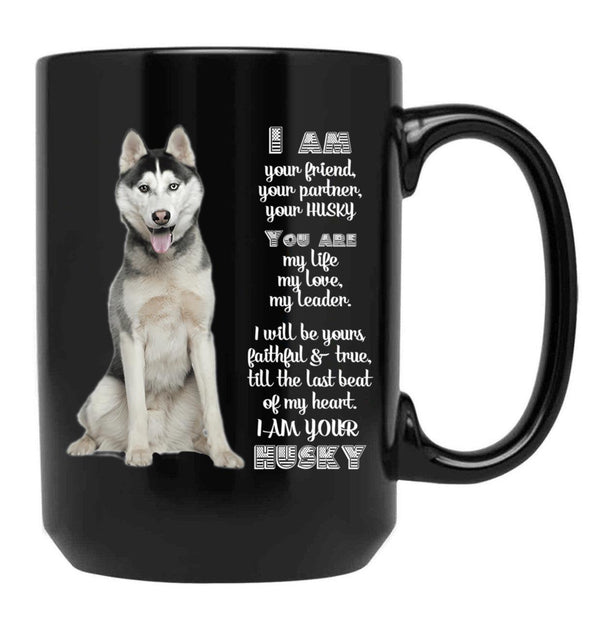 Husky Dog Lover Black Gift Coffee Mug - Black
