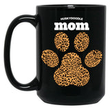 Huskydoodle Mom Cute Leopard Print Dog Paw For Dog Moms Fur Mamas Petpuppy Lovers Black Gift Coffee Mug