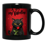 I Am My Valentine Black Cat Black Gift Coffee Mug - Black