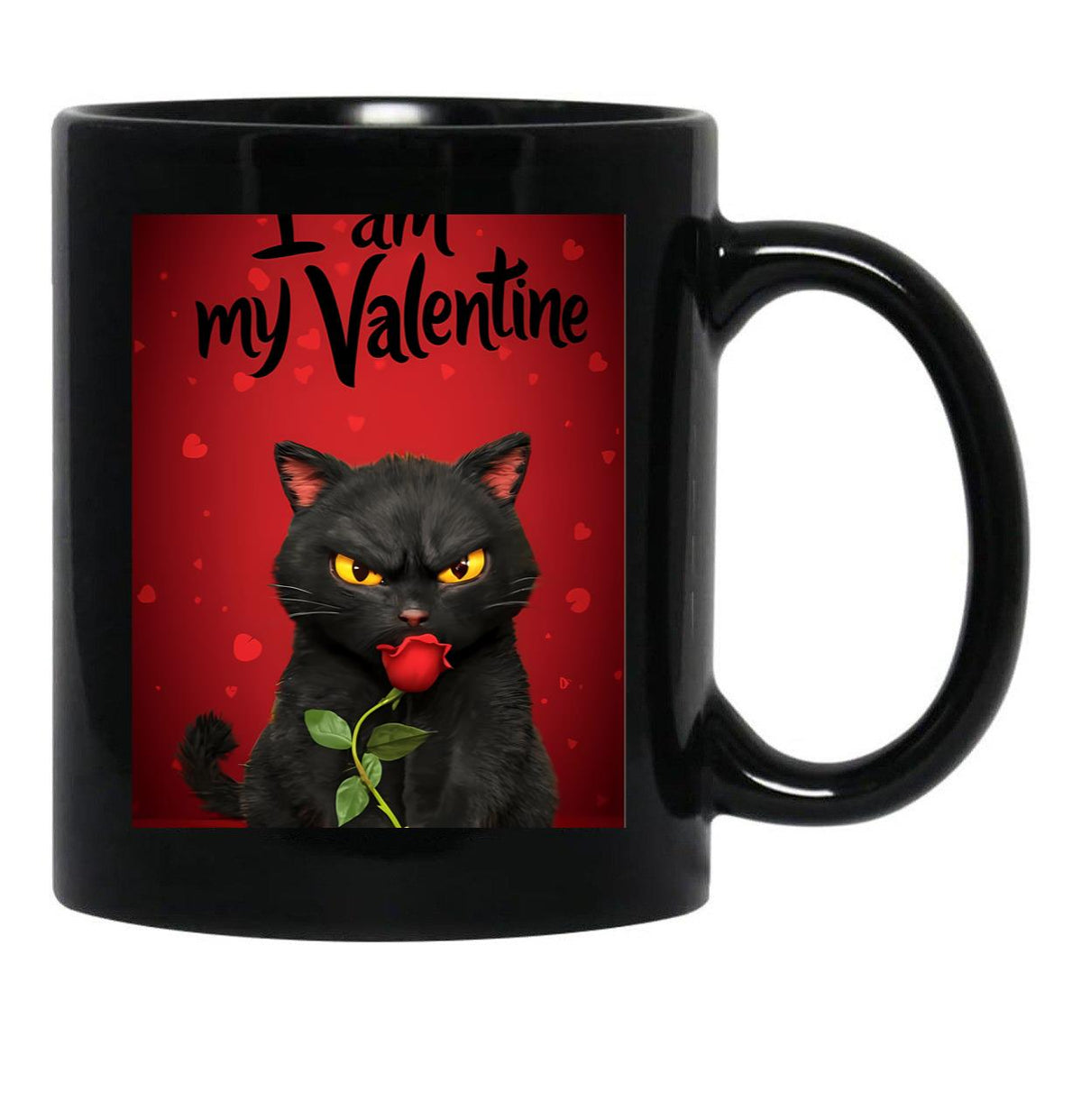 I Am My Valentine Black Cat Black Gift Coffee Mug - Black