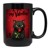 I Am My Valentine Black Cat Black Gift Coffee Mug - Black