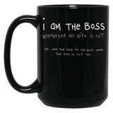 I Am The Boss (White Writing) Black Coffee Mug, Gift Coffee Mug