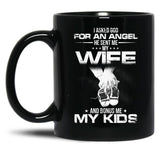 I Asked God For A Hero He Sent Me My Wife And Bonus Me My Kids Black Gift Coffee Mug