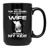 I Asked God For A Hero He Sent Me My Wife And Bonus Me My Kids Black Gift Coffee Mug - Black