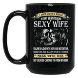 I Asked God For A Miracle He Sent Me My Freaking Sexy Wife Black Coffee Mug, Gift Coffee Mug