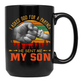 I Asked God For A Partner He Sent Me My Son Black Coffee Mug, Gift Coffee Mug - Black