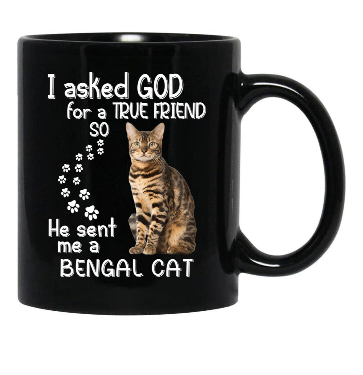 I Asked God For A Tre Friend - Bengal Cat Black Coffee Mug, Gift Coffee Mug - Black