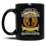 I Asked God For An Angel He Sent Me My Grandson Black Coffee Mug, Gift Coffee Mug
