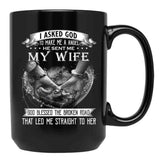 I Asked God To Make Me A Angel My Wife Black Coffee Mug, Gift Coffee Mug - Black
