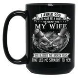 I Asked God To Make Me A Angel My Wife Black Coffee Mug, Gift Coffee Mug