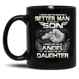 I Asked God To Make Me A Better Father Day Black Coffee Mug, Gift Coffee Mug