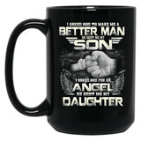 I Asked God To Make Me A Better Father Day Black Coffee Mug, Gift Coffee Mug
