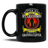 I Asked God For An Angel He Sent Me My Granddaughter Black Coffee Mug, Gift Coffee Mug