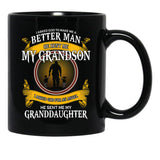 I Asked God To Make Me A Better Man He Sent Me My Grandson Black Gift Coffee Mug - Black