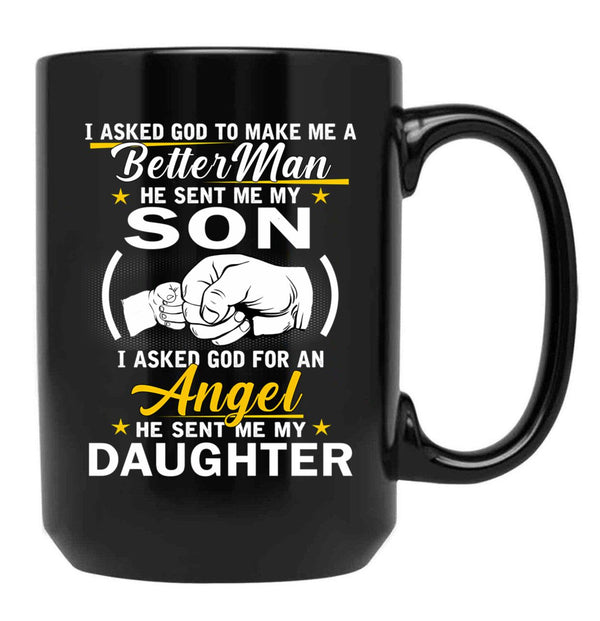 I Asked For An Angel He Sent Me My Daughter Black Coffee Mug, Gift Coffee Mug - Black
