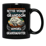 I Asked God To Make Me A Better Moman He Sent Me My Grandson Family S Dad S For Fathers Day Cool Mom S For Women Black Gift Coffee Mug - Black
