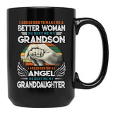I Asked God To Make Me A Better Moman He Sent Me My Grandson Family S Dad S For Fathers Day Cool Mom S For Women Black Gift Coffee Mug - Black
