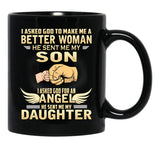 I Asked God To Make Me A Better Woman Black Gift Coffee Mug - Black