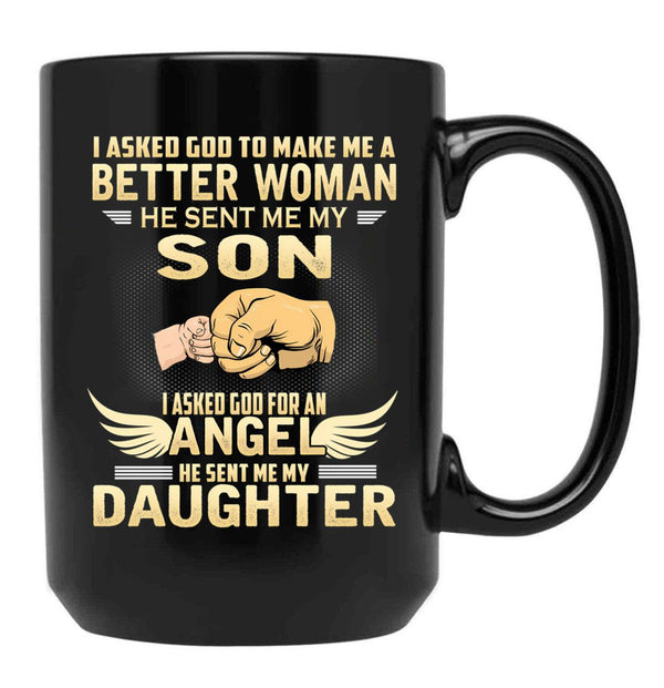 I Asked God To Make Me A Better Woman Black Gift Coffee Mug - Black