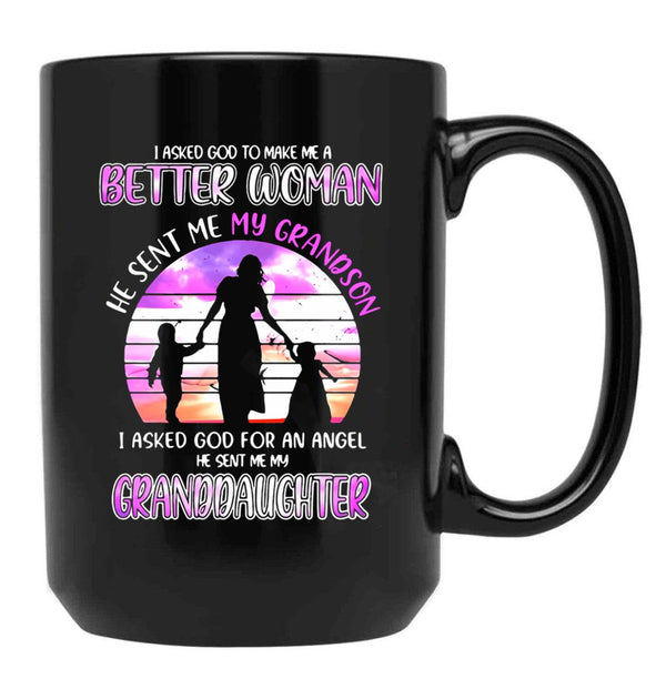 I Asked God To Make Me A Better Black Coffee Mug, Gift Coffee Mug - Black