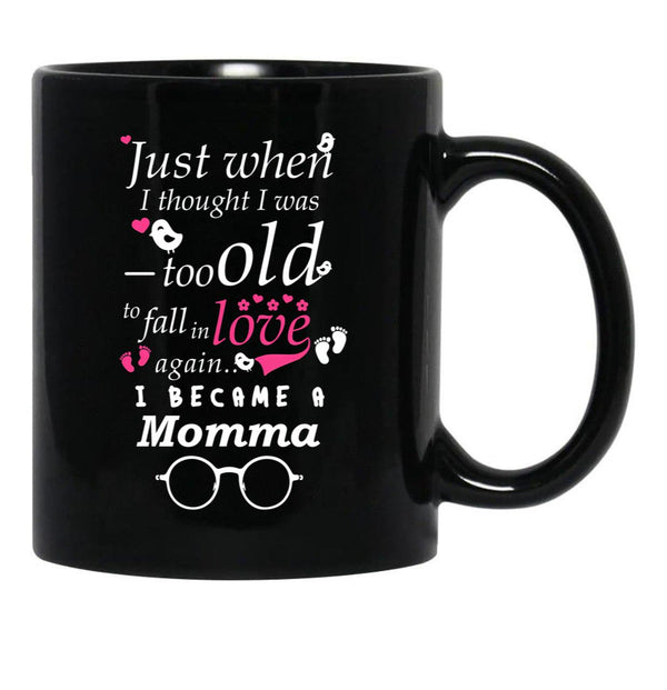 I Became Momma Grandma Grandmother Black Gift Coffee Mug - Black