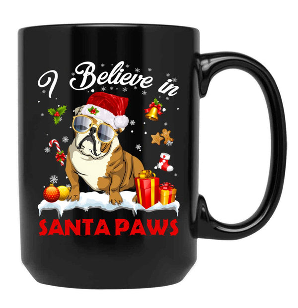 I Believe In Santa Paws Pug Gift Black Gift Coffee Mug - Black