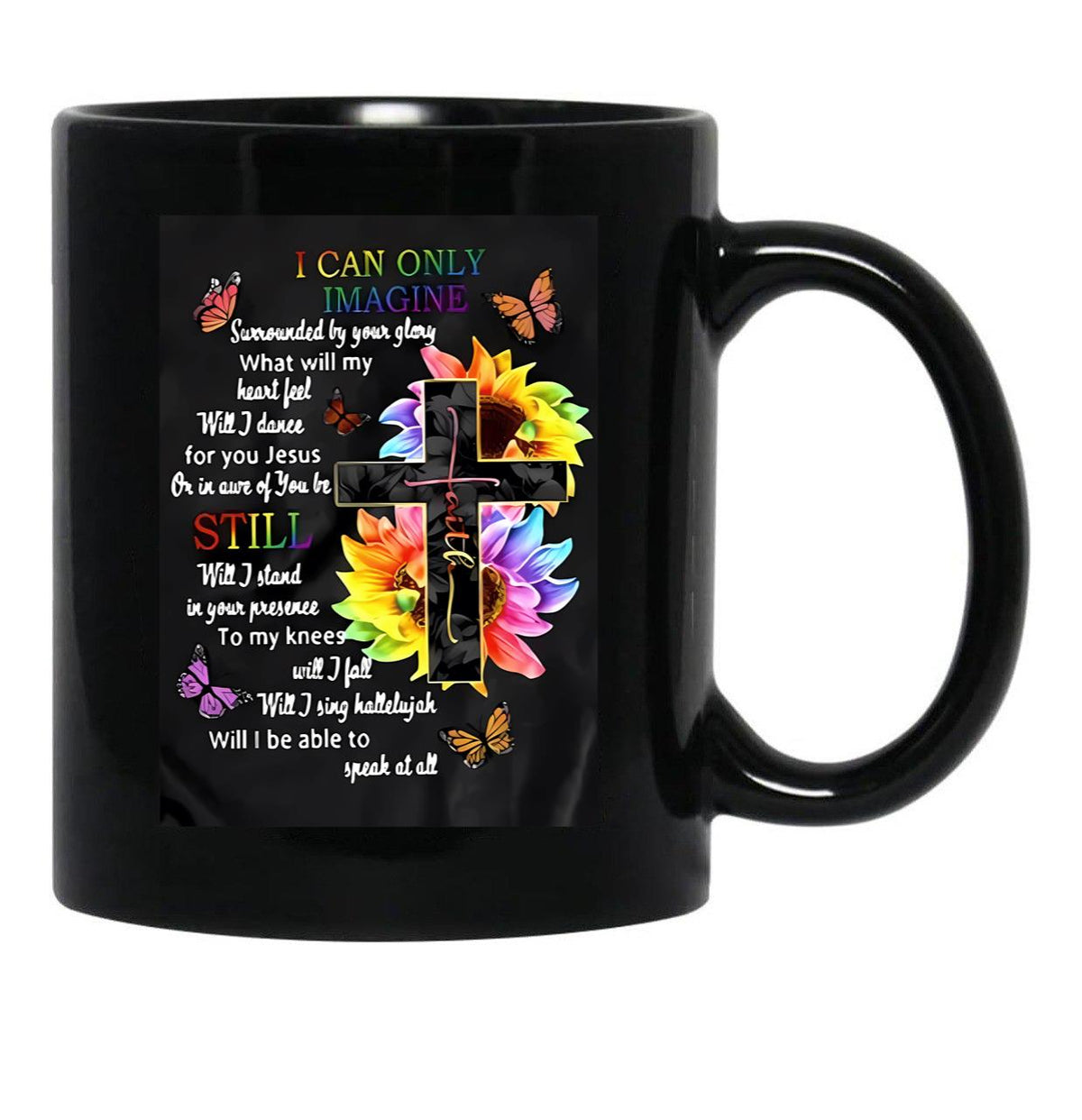 I Can Only Imagine Jesus Black Gift Coffee Mug - Black