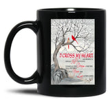 I Cross My Heart Couple Cardinal Bird Winter Christmas Gift Black Coffee Mug, Gift Coffee Mug