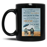 I Cross My Heart Lyrics - Seniors Who Love Each Other Black Coffee Mug, Gift Coffee Mug