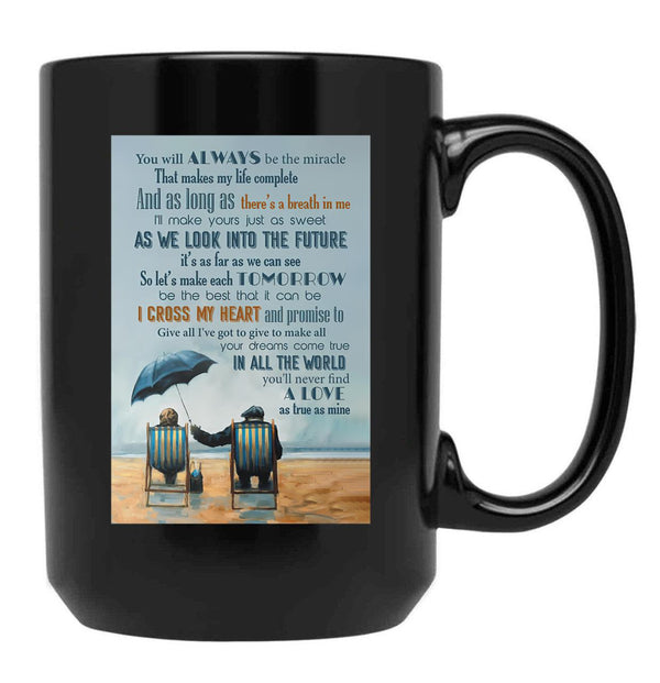 I Cross My Heart Lyrics - Seniors Who Love Each Other Black Coffee Mug, Gift Coffee Mug - Black