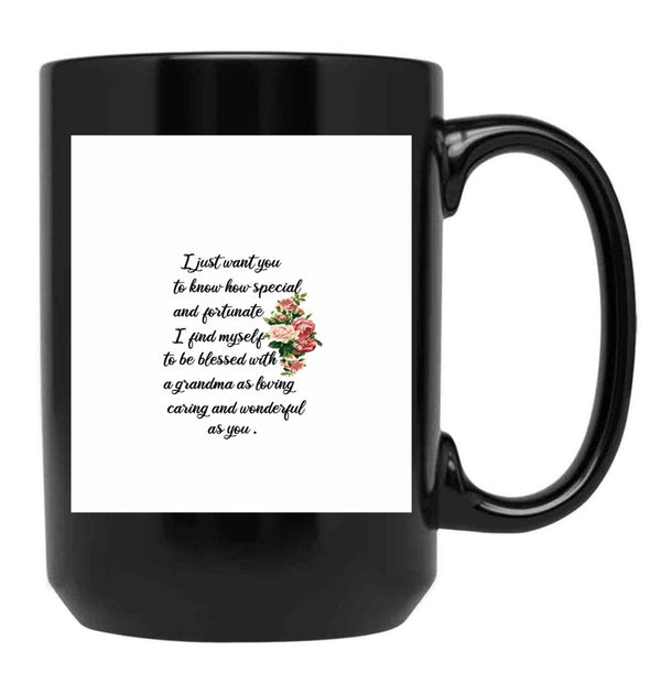 I Find Myself To Be Blessed With A Grandma As Loving Caring Black Coffee Mug, Gift Coffee Mug - Black