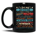 I Get My Attitude From My Freaking Awesome Mom Funny Mother Black Coffee Mug, Gift Coffee Mug