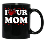 I Heart Ur Mom I Love Your Mom I Love Hot Moms Funny Saying Black Coffee Mug - Black
