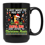 I Just Want To Hug My Akita Inu Dog Black Coffee Mug - Black